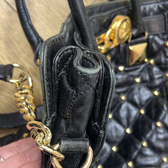 Michael Michael Kors Hamilton North South Tote in Black Studded Leather - Picture 6 of 16